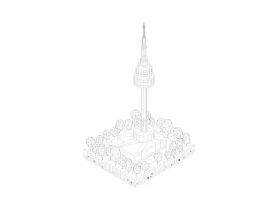 Cartoon Low Poly N Seoul Tower Landmark Low-poly 3D model