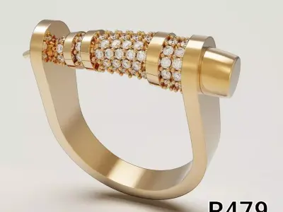 Floating Bar Gold Ring 3D print model