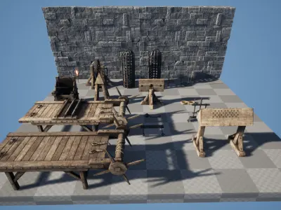 Torture Device  15 Dungeon Props Low-poly 3D model