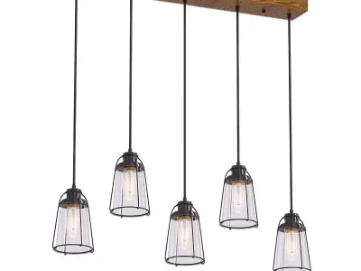 Linear Glass Island chandelier 3D model