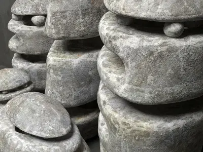 Stone street lamp decor 3D model