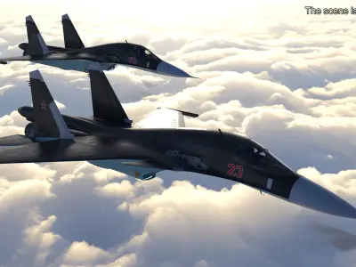  Russian Sukhoi SU-34 Fighter Jet Rigged 