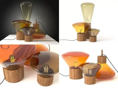 Muffins four different colored lamps 3D model