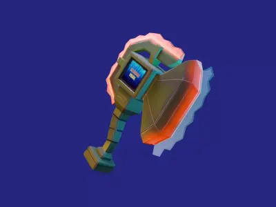 lowpoly weapon scifi axe Low-poly 3D model