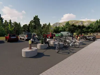 Mobilier urbain assise park a velo Low-poly 3D model