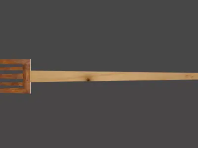 Dinner fork in rust metal and wooden handle Low-poly 3D model