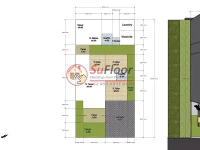 House 8x16m code 577 - Sketchup 3D model 3D model 3D model
