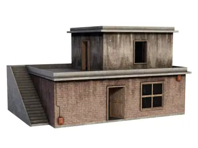 Old Building House for Game  Low-poly 3D model