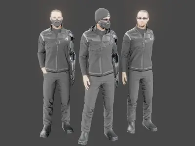 Cyberpunk character Low-poly 3D model