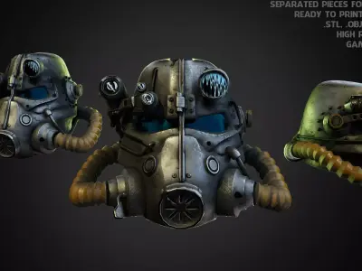 Fallout 4 T-45 Power Armor Helmet for Cosplay 3D print model