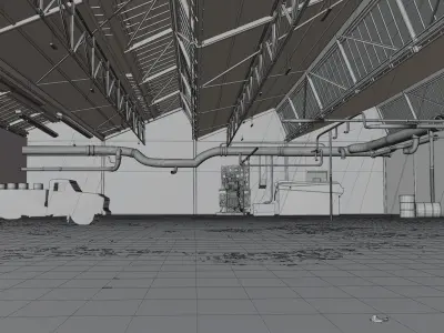  Warehouse Detailed Blender File Textured and Volumetric Lights Low-poly 3D model