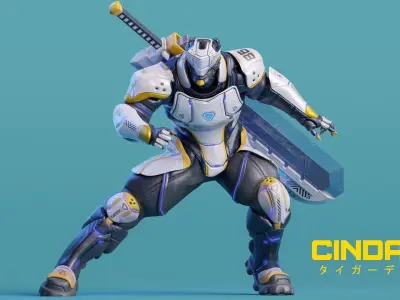 Low Poly - Cybernetic Soldier Cindaku Low-poly 3D model