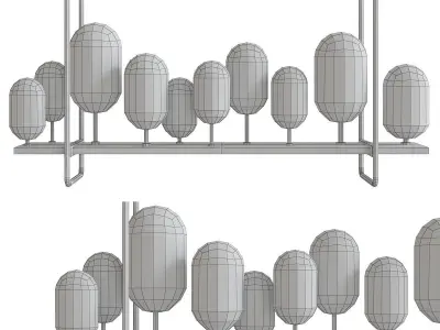Rectangle Vintage Pendant Lights For Indoor low poly 3d model Low-poly 3D model