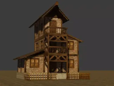 Medieval house eleven 11 Low-poly 3D model