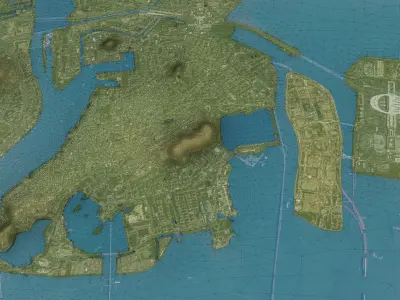 Macao - Topography Terrain Low-poly 3D model