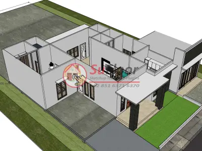 House 15x35m code 465- Sketchup 3D model 3D model 3D model