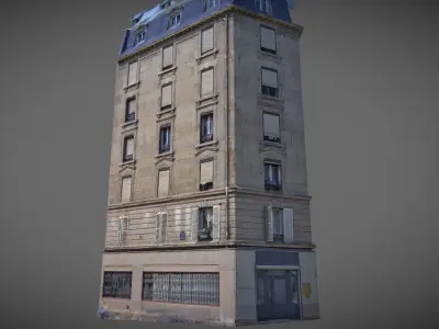 Paris building facade 02 3D model