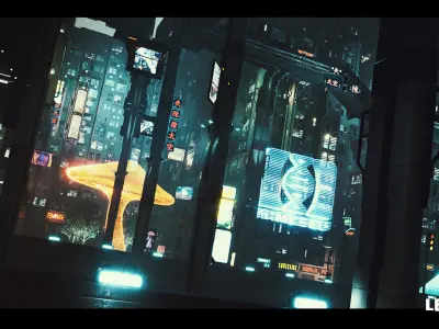 Cyberpunk Holograms Neon Set of 33 Holograms Low-poly 3D model