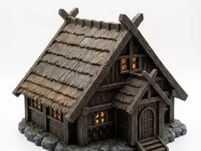 Viking Longhouse Low-poly 3D model