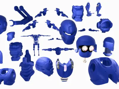 60 Robot Parts Kit - Build Your Own Sci-Fi Bot Low-poly 3D model