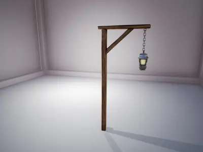 Medieval Street Light Low-poly 3D model