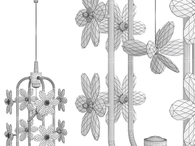 MARGARITA gold chandelier with crystals hanging from it Low-poly 3D model