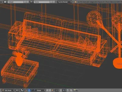 Room interior with sofa sets 3D model