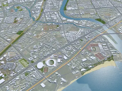 Qinhuangdao Hebei China 60km Low-poly 3D model