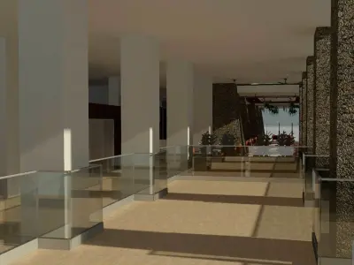 Glass Balustrade Line Based Revit Family 3D model