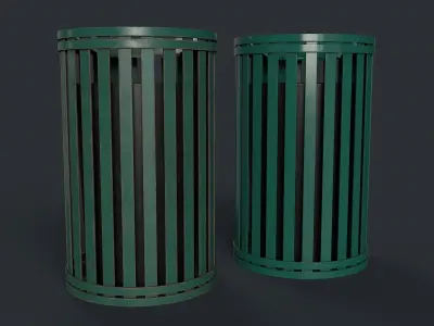 Street Trash Can 7 PBR Game Ready Low-poly 3D model