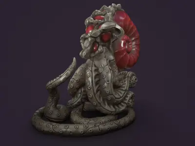 Ancient creature statue stone Low-poly 3D model