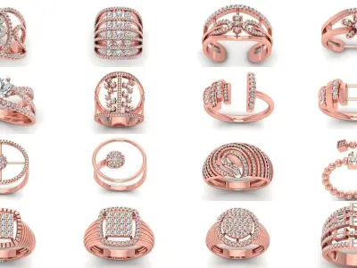 151 Solitaire Rings 3dm STL OBJ FBX  Renders Details Collection 3D Model Pack