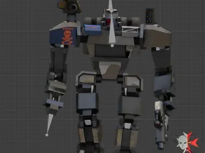 Low Poly Mecha Robot rigged with two animations included Low-poly 3D model