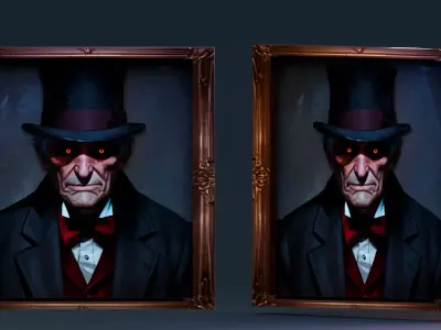 Stylized Halloween Props - Creepy Painting  Low-poly 3D model