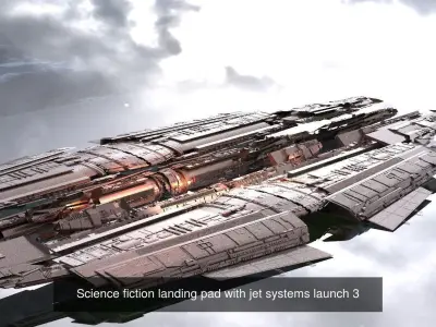 Sci Fi landing pad mountain collection 3D Model Pack
