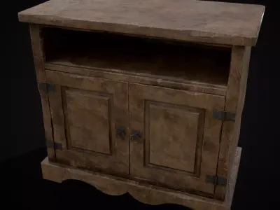 Medieval Antique Small Cabinet Low-poly 3D model
