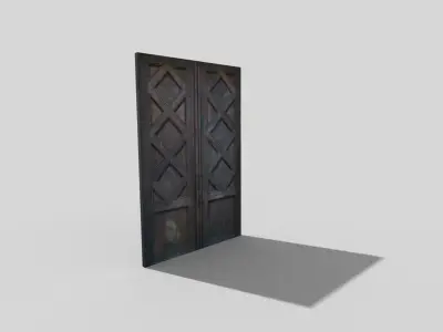 low poly door wooden Low-poly 3D model
