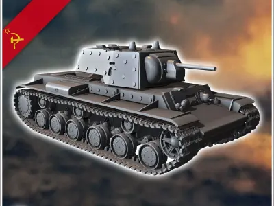 KV-1 M1940 E ekranami - Soviet army WW2 Second World East front  3D print model