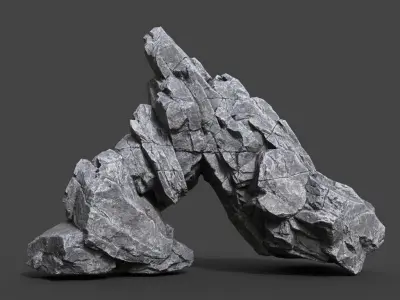 Low Poly Gray Rock Formation 221219 - Ultra HD 16K Texture Low-poly 3D model