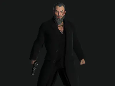 AAA 3D REALISTIC ASIAN JAPANESE MAN CHARACTER - OLD YAKUZA Low-poly 3D model