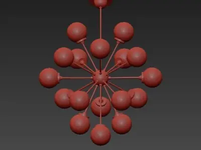 Large Italian Brass Sputnik Chandelier 3D model