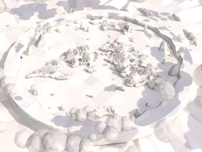 Cartoon Low Poly Flat Earth  Low-poly 3D model