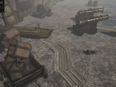 Props for the medieval harbour 3D Model Pack