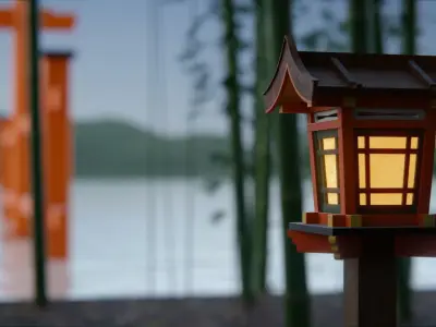 Japanese Bamboo Path 3d Scene 3D model