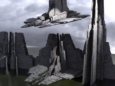 Stargate Pyramid City 5 ships 3D model