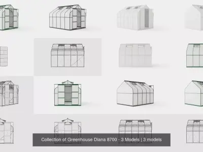 Collection of Greenhouse Diana 8300 - 3 Models 3D Model Pack