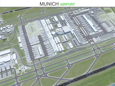 Munich Airport 15km Low-poly 3D model