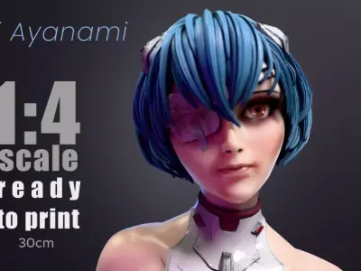 Rei Ayanami -  Realistic Anime-Style Statue 3D print model