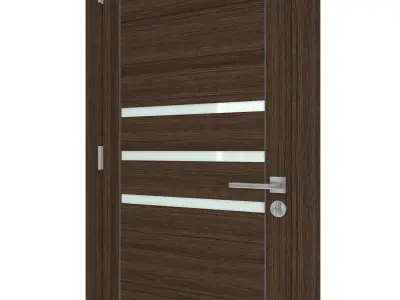 Door-057 wooden door with glass panels 3D model