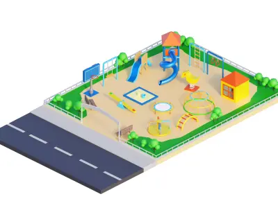 3D Isometric Playground Low-poly 3D model